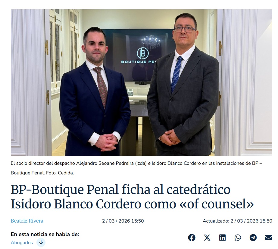 Confilegal - BP - anuncia el fichaje de Isidoro Blanco Cordero